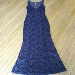 Georgette navy blue lace, mermaid style maxi dress